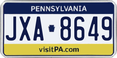 PA license plate JXA8649