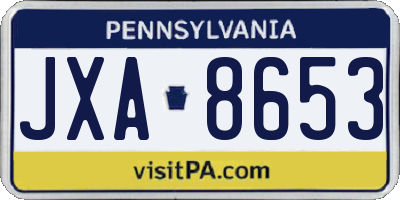 PA license plate JXA8653