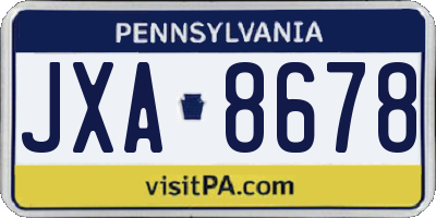 PA license plate JXA8678