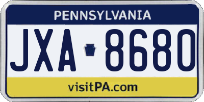 PA license plate JXA8680