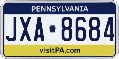 PA license plate JXA8684