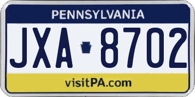 PA license plate JXA8702