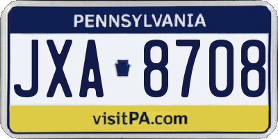 PA license plate JXA8708