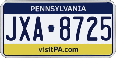 PA license plate JXA8725