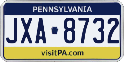 PA license plate JXA8732