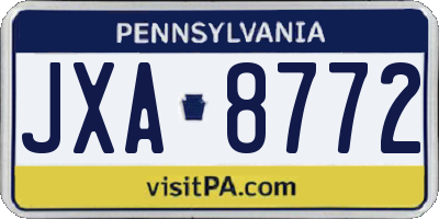 PA license plate JXA8772
