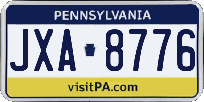 PA license plate JXA8776