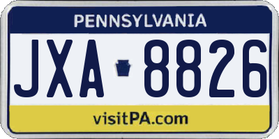 PA license plate JXA8826