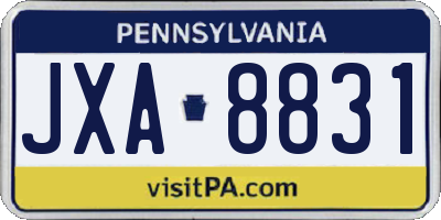 PA license plate JXA8831