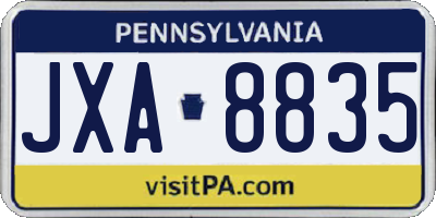 PA license plate JXA8835