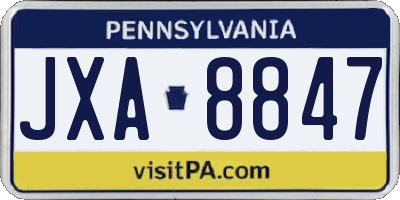 PA license plate JXA8847