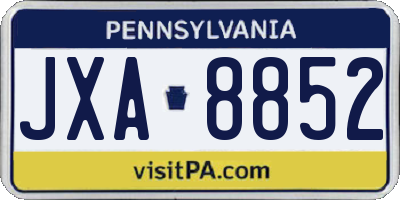 PA license plate JXA8852