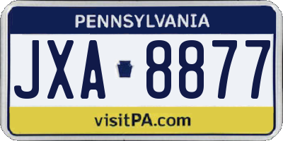 PA license plate JXA8877