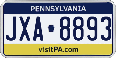 PA license plate JXA8893