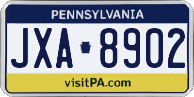 PA license plate JXA8902