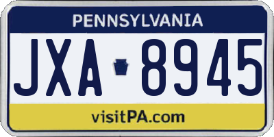 PA license plate JXA8945