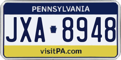 PA license plate JXA8948