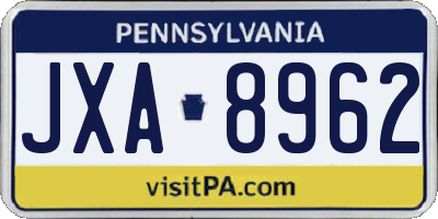 PA license plate JXA8962