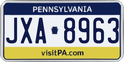 PA license plate JXA8963