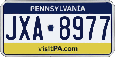PA license plate JXA8977