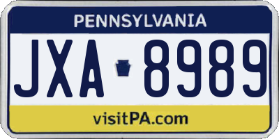 PA license plate JXA8989