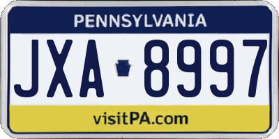 PA license plate JXA8997