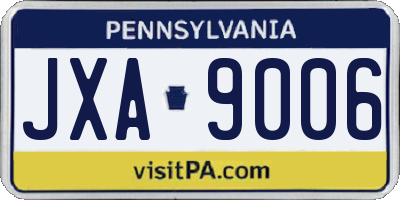 PA license plate JXA9006