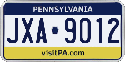 PA license plate JXA9012