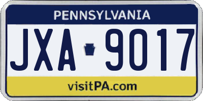 PA license plate JXA9017