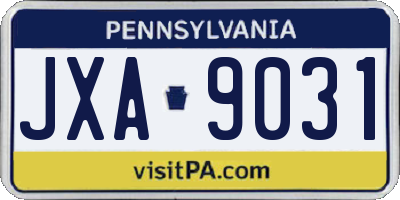 PA license plate JXA9031