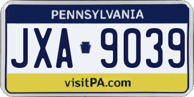 PA license plate JXA9039