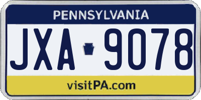 PA license plate JXA9078