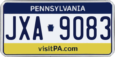 PA license plate JXA9083