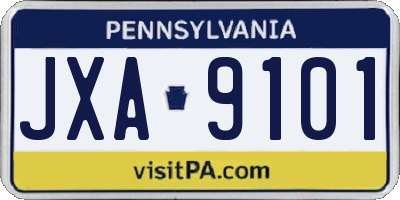 PA license plate JXA9101