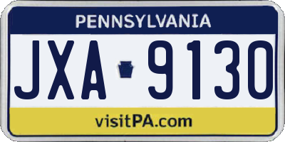 PA license plate JXA9130