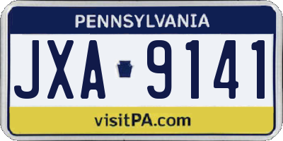 PA license plate JXA9141