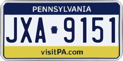 PA license plate JXA9151