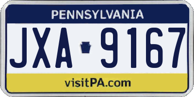 PA license plate JXA9167