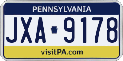 PA license plate JXA9178