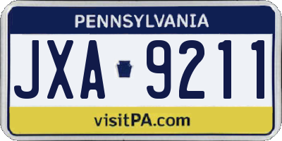 PA license plate JXA9211