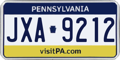 PA license plate JXA9212