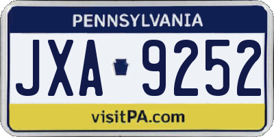 PA license plate JXA9252