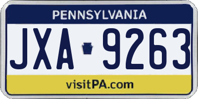 PA license plate JXA9263