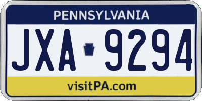 PA license plate JXA9294