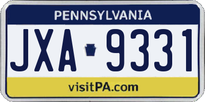 PA license plate JXA9331