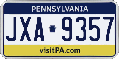 PA license plate JXA9357