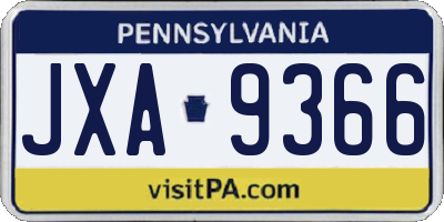 PA license plate JXA9366