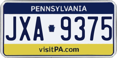 PA license plate JXA9375