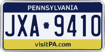 PA license plate JXA9410