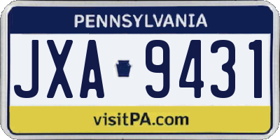 PA license plate JXA9431